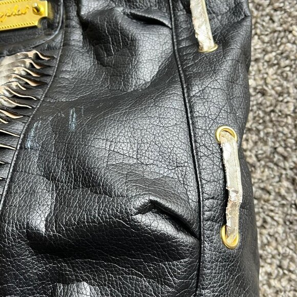 Y2K Baby Phat Purse Womens Black Faux Leather Shoulder Bag Gold Hardware - Picture 8 of 8